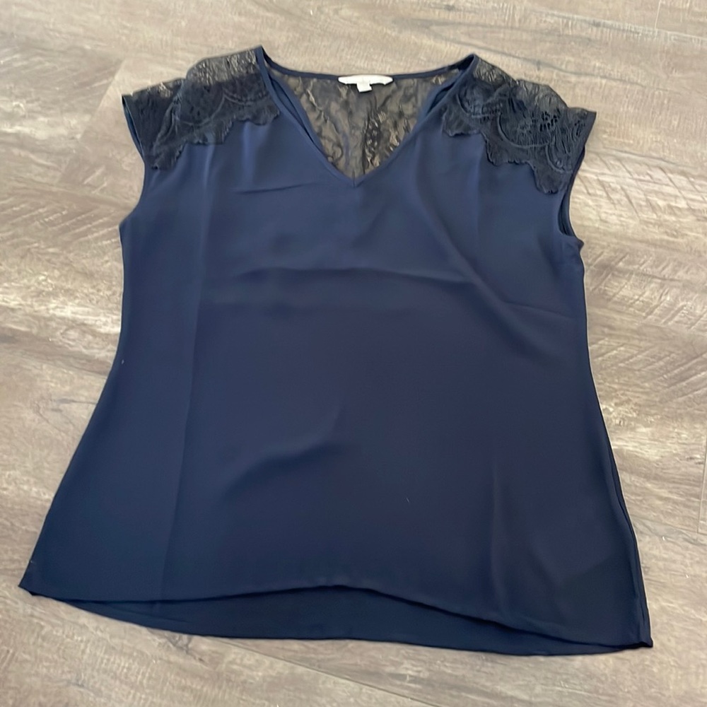 Navy and black lace top